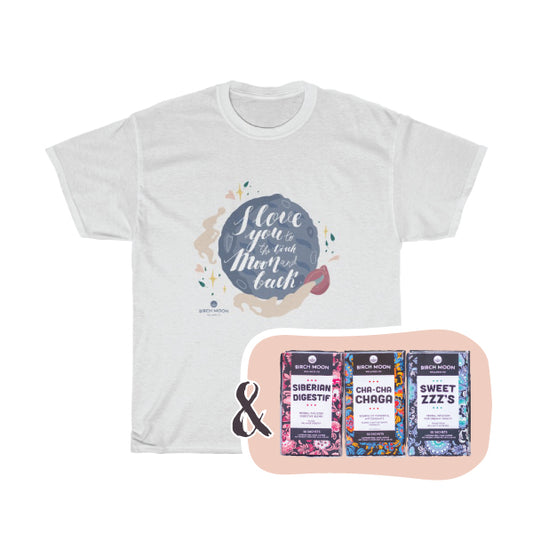 Tea + Tee Set – Wellness Trio Bundle with 'To the Moon & Back' T-shirt
